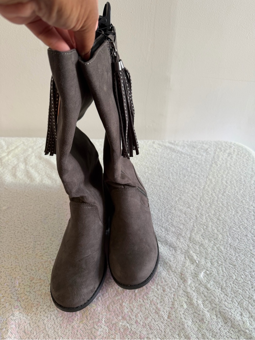 wonder nation Brown Suede Tassel Kids Boots